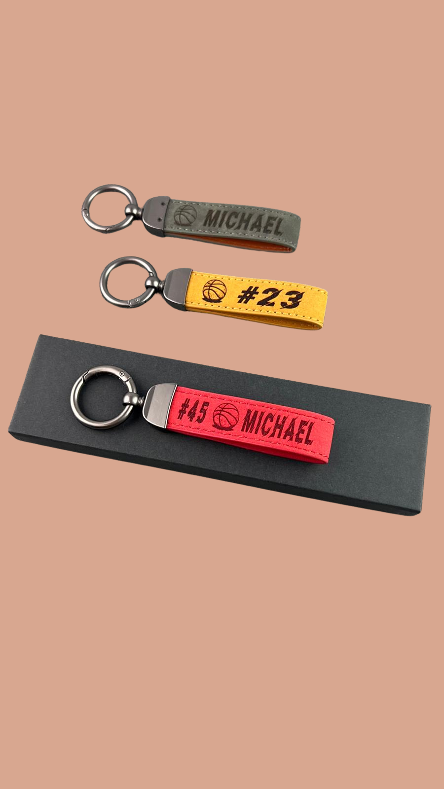 Personalized Basketball Keychain – Custom Engraved Leather Sports Gift