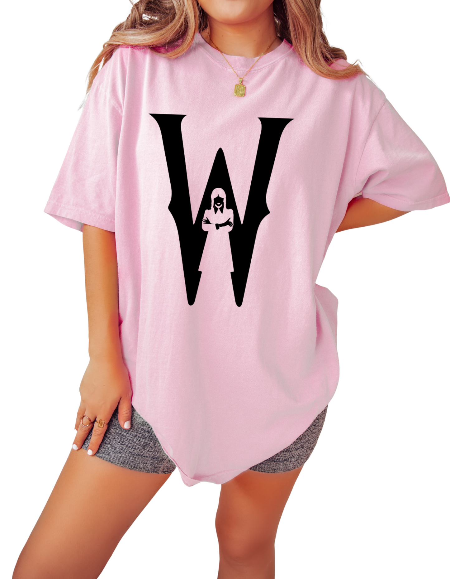 Wednesday Inspired T-Shirt – Gothic “W” Silhouette Graphic Tee