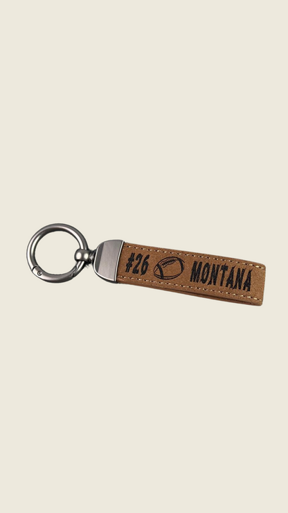Personalized Football Keychain – Custom Engraved Leather Sports Gift
