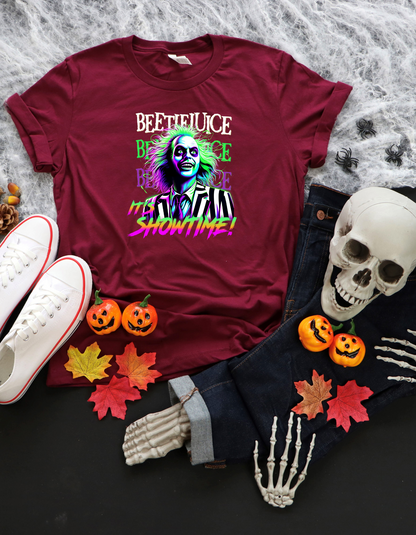 Beetlejuice “It’s Showtime” Halloween T-Shirt – Retro Horror Graphic Tee