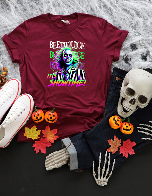 Beetlejuice “It’s Showtime” Halloween T-Shirt – Retro Horror Graphic Tee