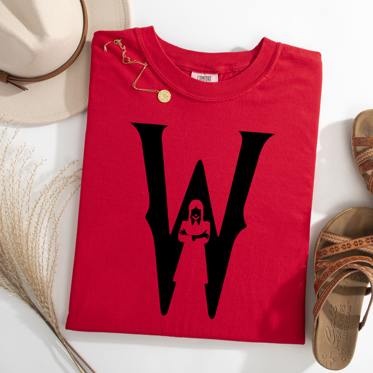 Wednesday Inspired T-Shirt – Gothic “W” Silhouette Graphic Tee