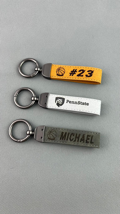 Personalized Football Keychain – Custom Engraved Leather Sports Gift