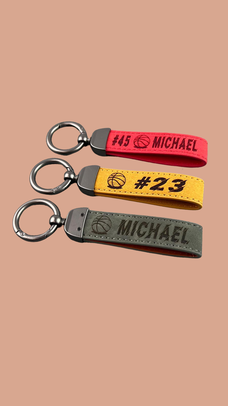 Personalized Basketball Keychain – Custom Engraved Leather Sports Gift