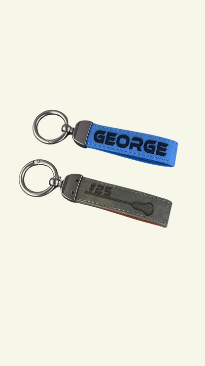Lacrosse Keychain – Personalized Leather Engraved Name or Logo