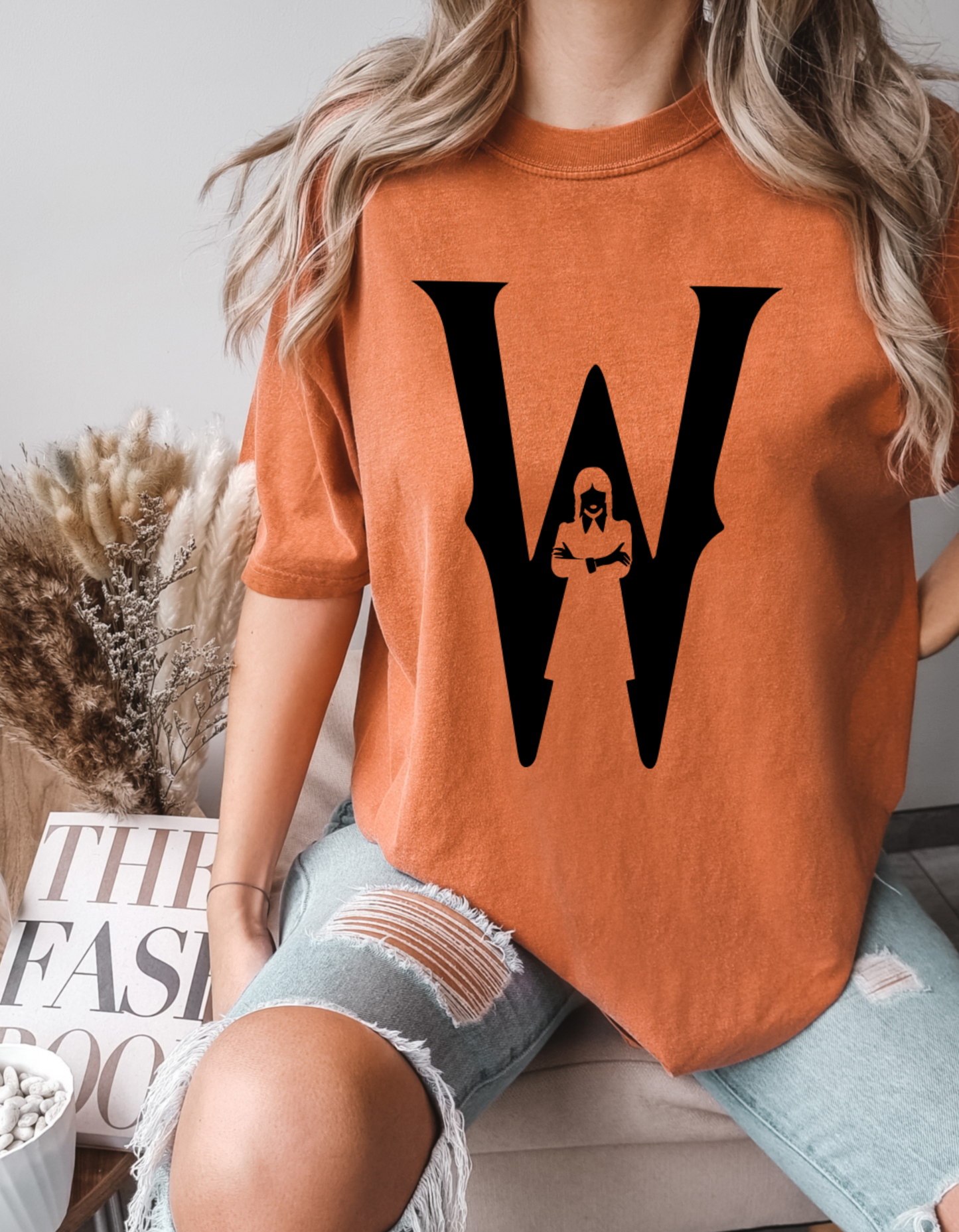 Wednesday Inspired T-Shirt – Gothic “W” Silhouette Graphic Tee