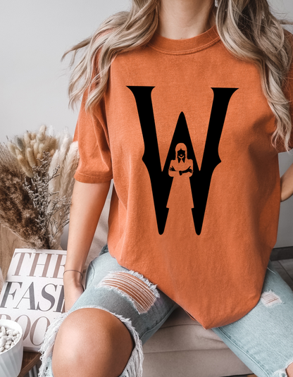 Wednesday Inspired T-Shirt – Gothic “W” Silhouette Graphic Tee