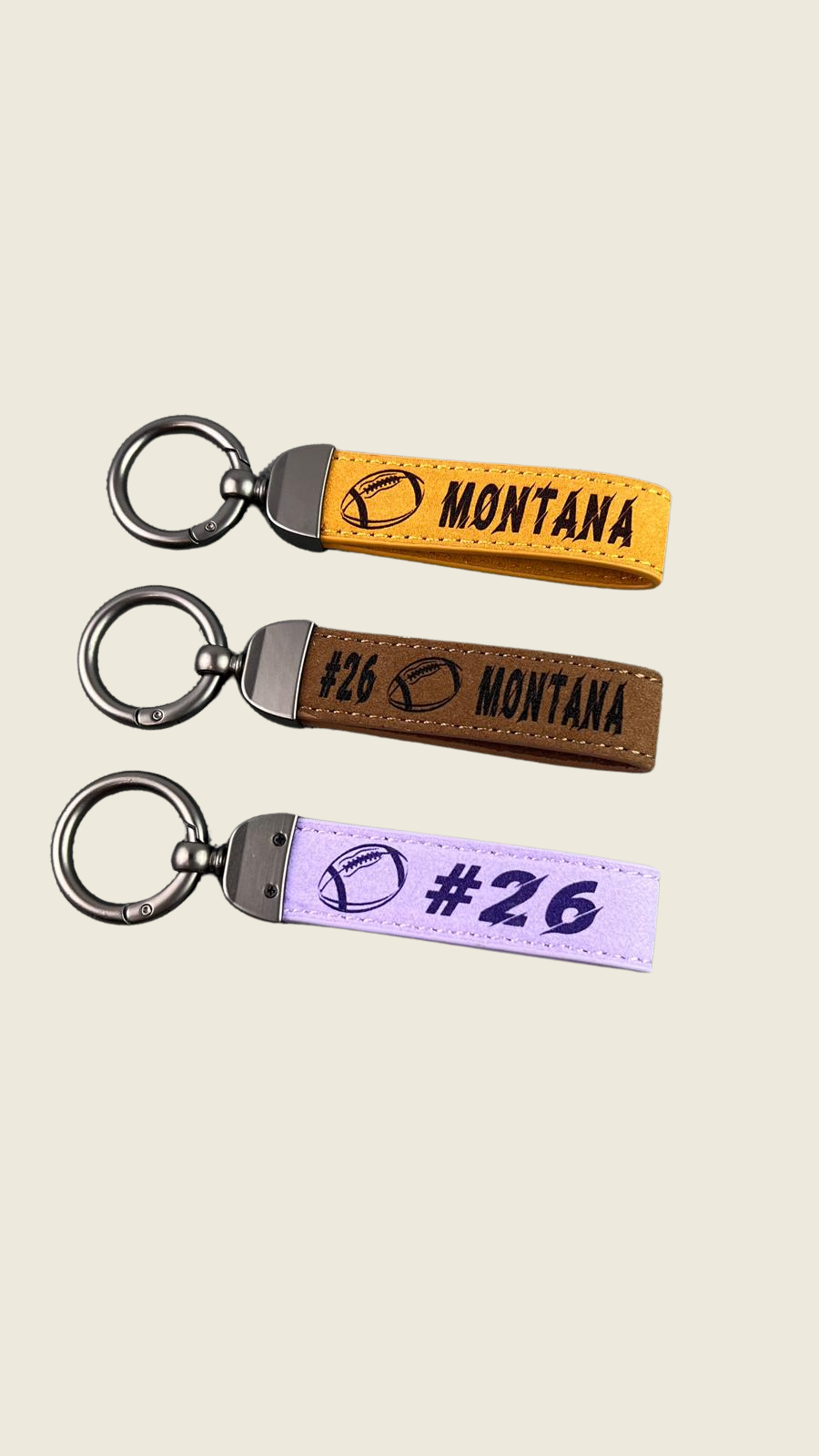 Personalized Football Keychain – Custom Engraved Leather Sports Gift