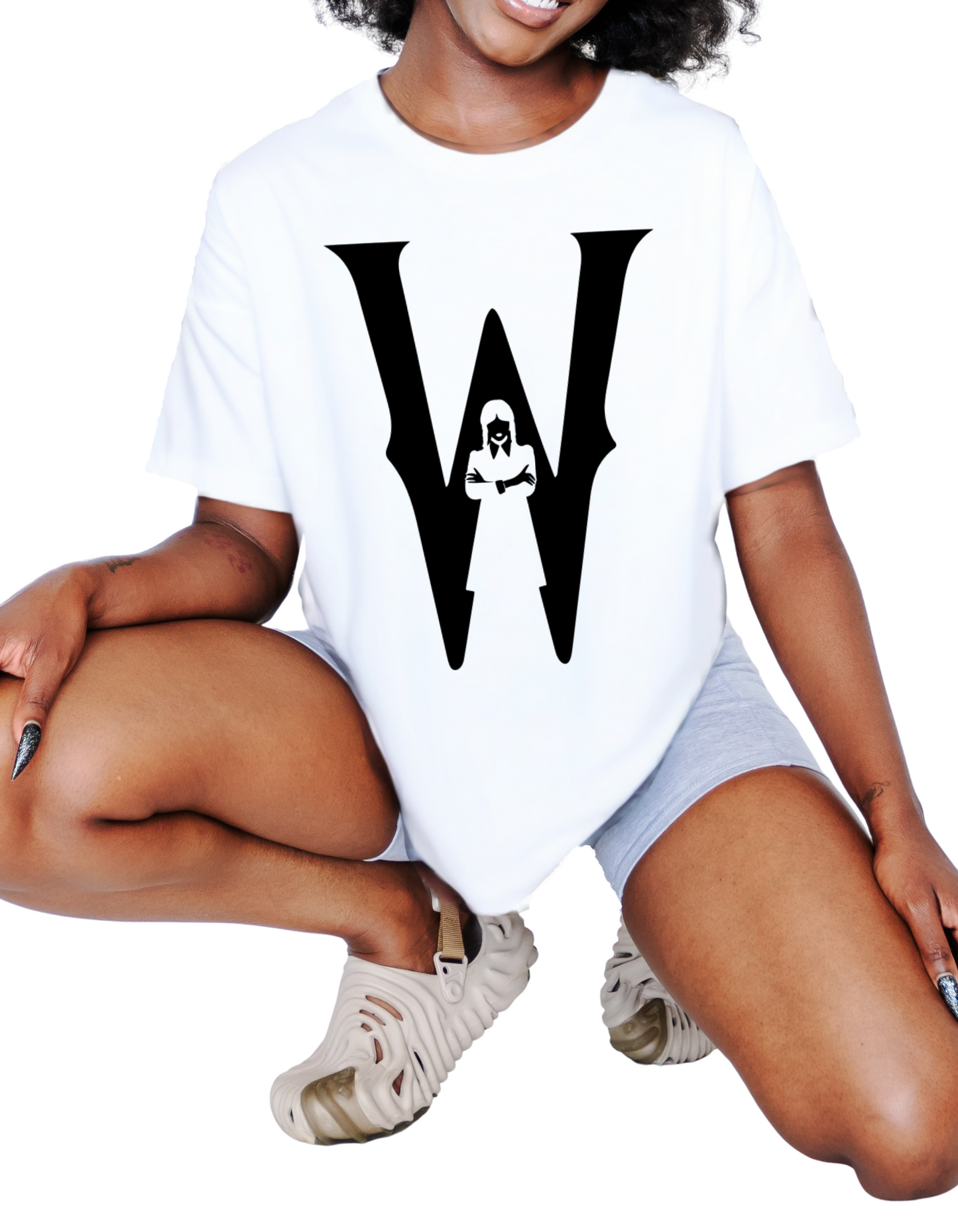 Wednesday Inspired T-Shirt – Gothic “W” Silhouette Graphic Tee