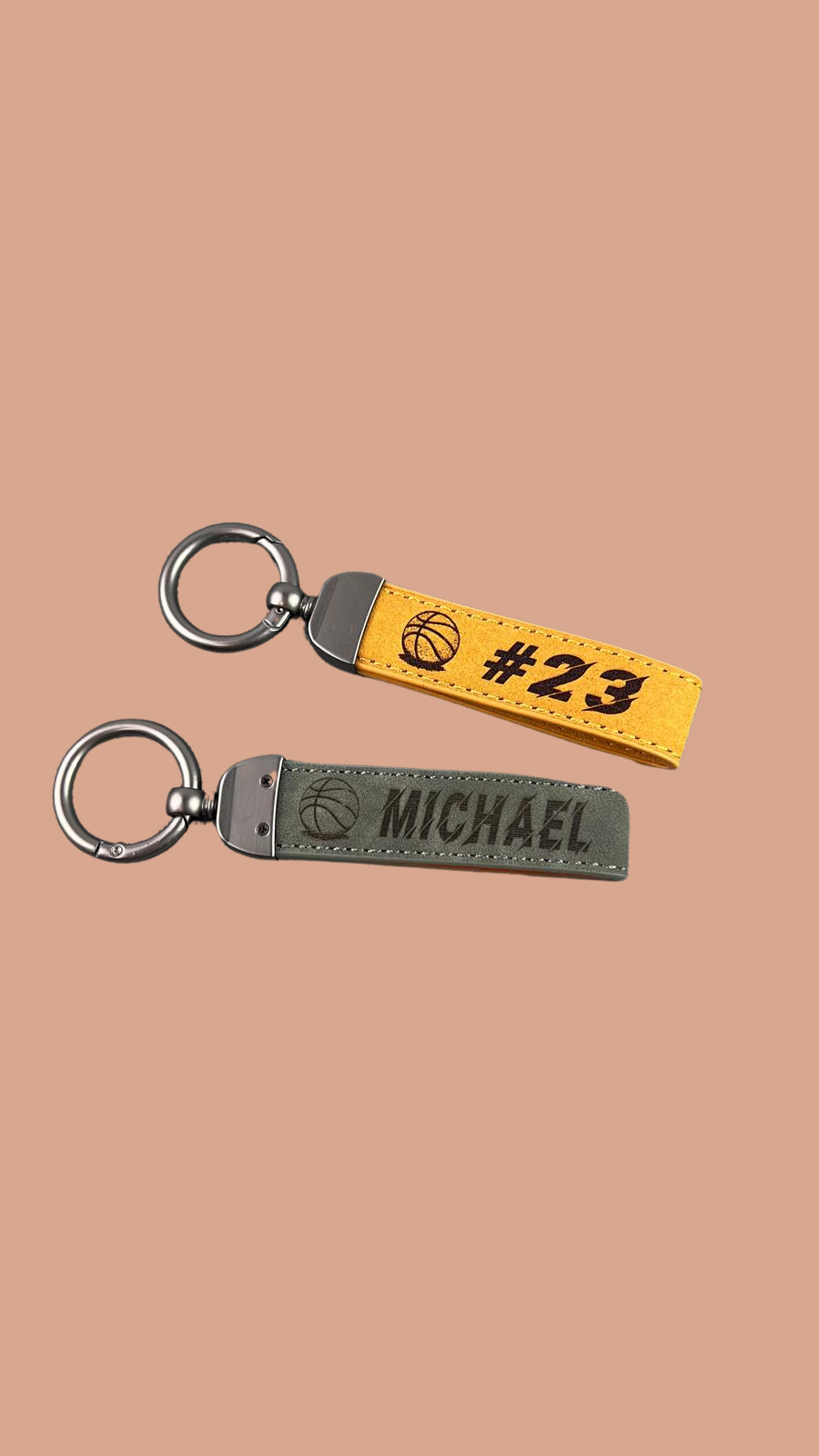 Personalized Basketball Keychain – Custom Engraved Leather Sports Gift