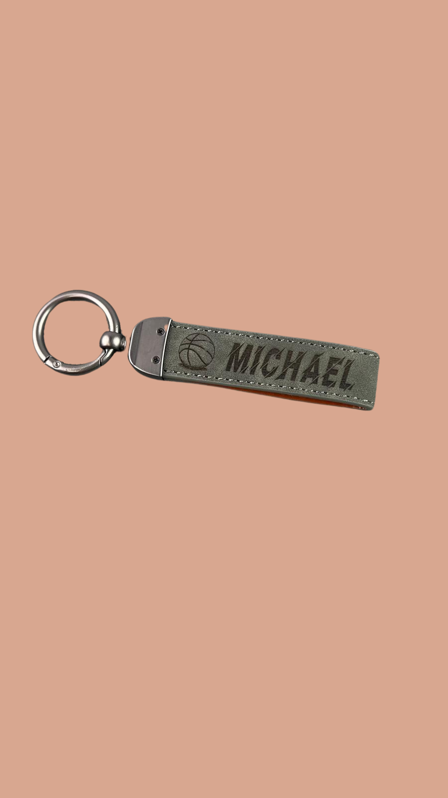 Personalized Basketball Keychain – Custom Engraved Leather Sports Gift