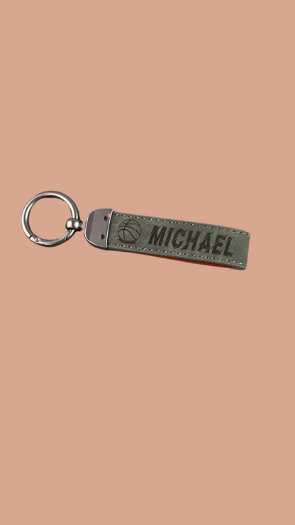 Personalized Basketball Keychain – Custom Engraved Leather Sports Gift