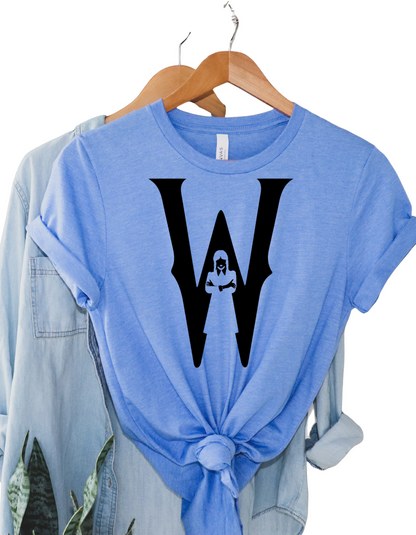 Wednesday Inspired T-Shirt – Gothic “W” Silhouette Graphic Tee