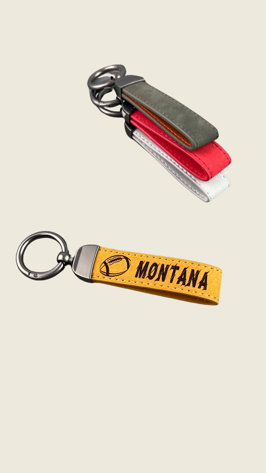Personalized Football Keychain – Custom Engraved Leather Sports Gift