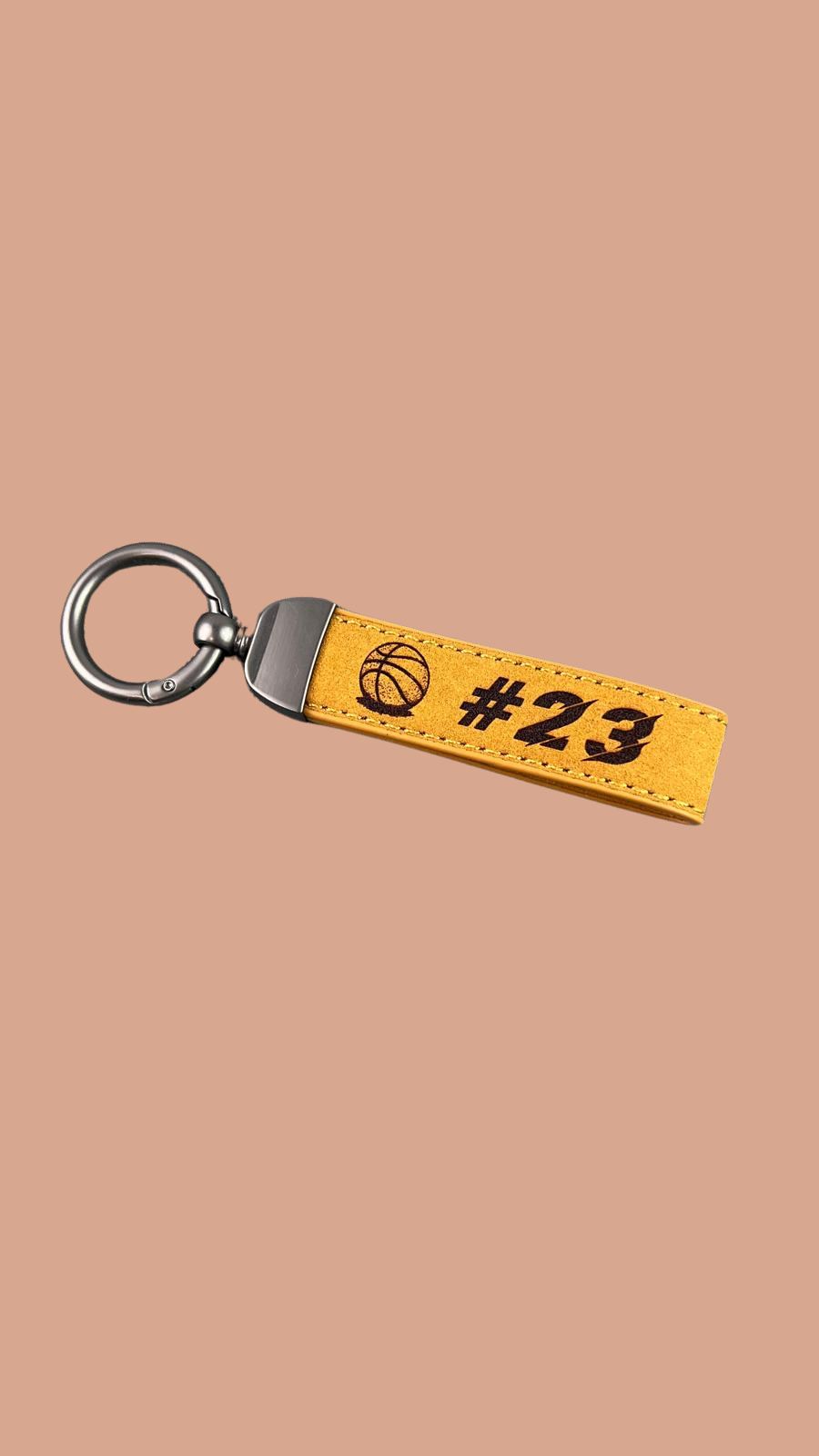 Personalized Basketball Keychain – Custom Engraved Leather Sports Gift