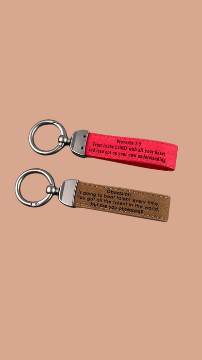 Customized Leather Keychain – Name, Quote, or Coordinates
