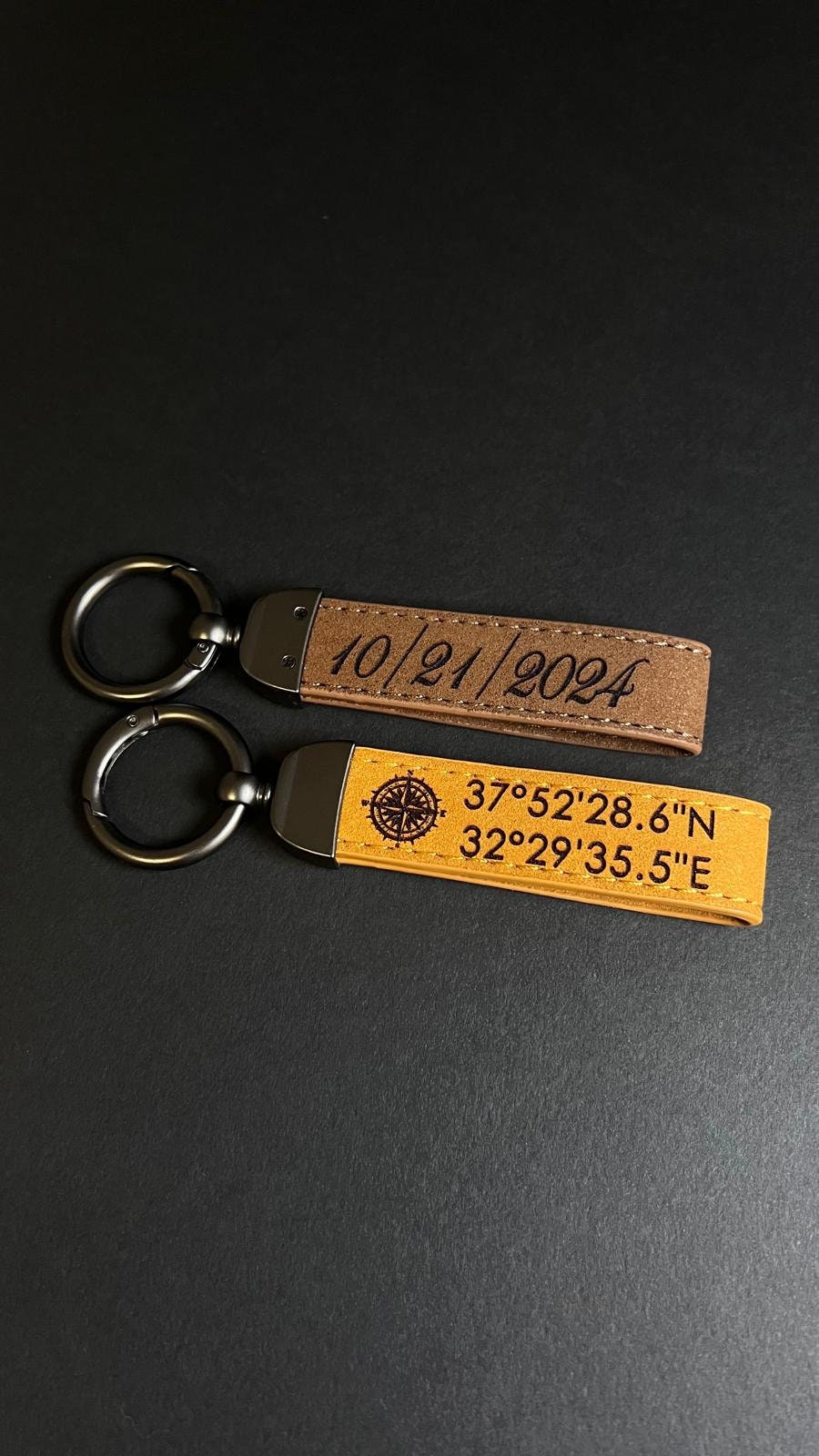 Don't Do Stupid Shit Keychain Personalized Leather Keychain With Coordinates Compass Keychain Accessory Customized Compass Leather Keychain