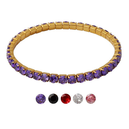 18K Gold Luxury Multicolor Zircon Elastic Bracelet Colorful Rainbow CZ Zircon Tennis Chain Bracelet Christmas Women Accessory Gift For Her