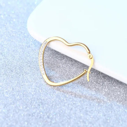 18k Gold Plated Minimalist Earring Women Jewelry Stainless Steel Heart Shape Stud Pendant For Lady Christmas Wife Girlfriend Minimalist Hoop